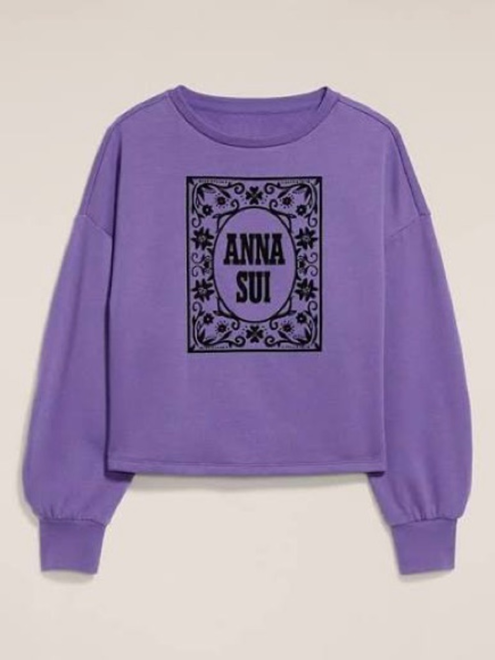 Old Navy x Anna Sui | Purple Crewneck Sweater with Black Graphic | Size XL